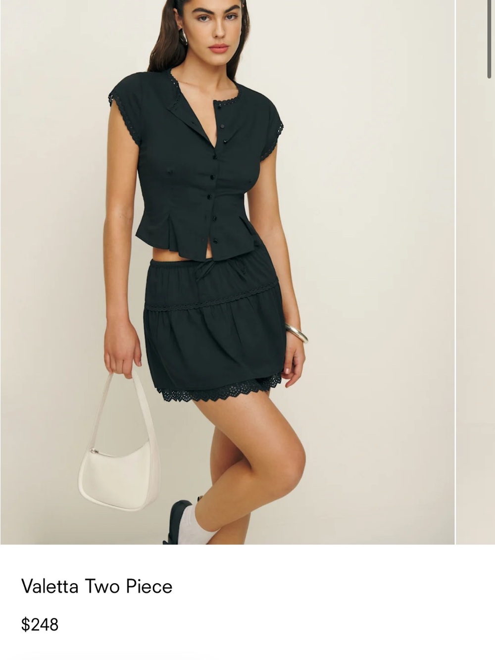 Reformation Valetta Two Piece Matching Skirt Set in Black | size 2